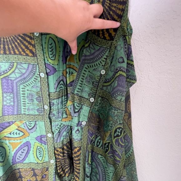 Step In Style NWT Long Sleeve Button Down Lagenlook Boho Dress Sz One Plus Green - Picture 7 of 16